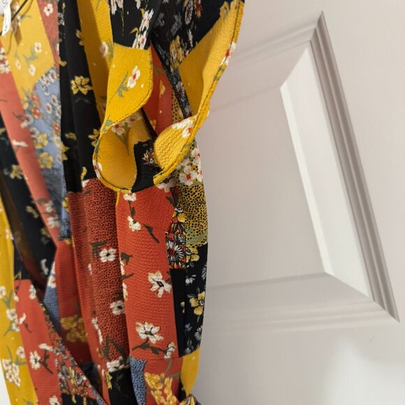 Boho Floral Patchwork Kimono Top – Size S (A mtl 1980 blouse) - Picture 4 of 8